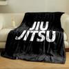 Bold, distressed white text reading "JIU JITSU" on a solid black background. for all seasons blanket lunch break throw gift