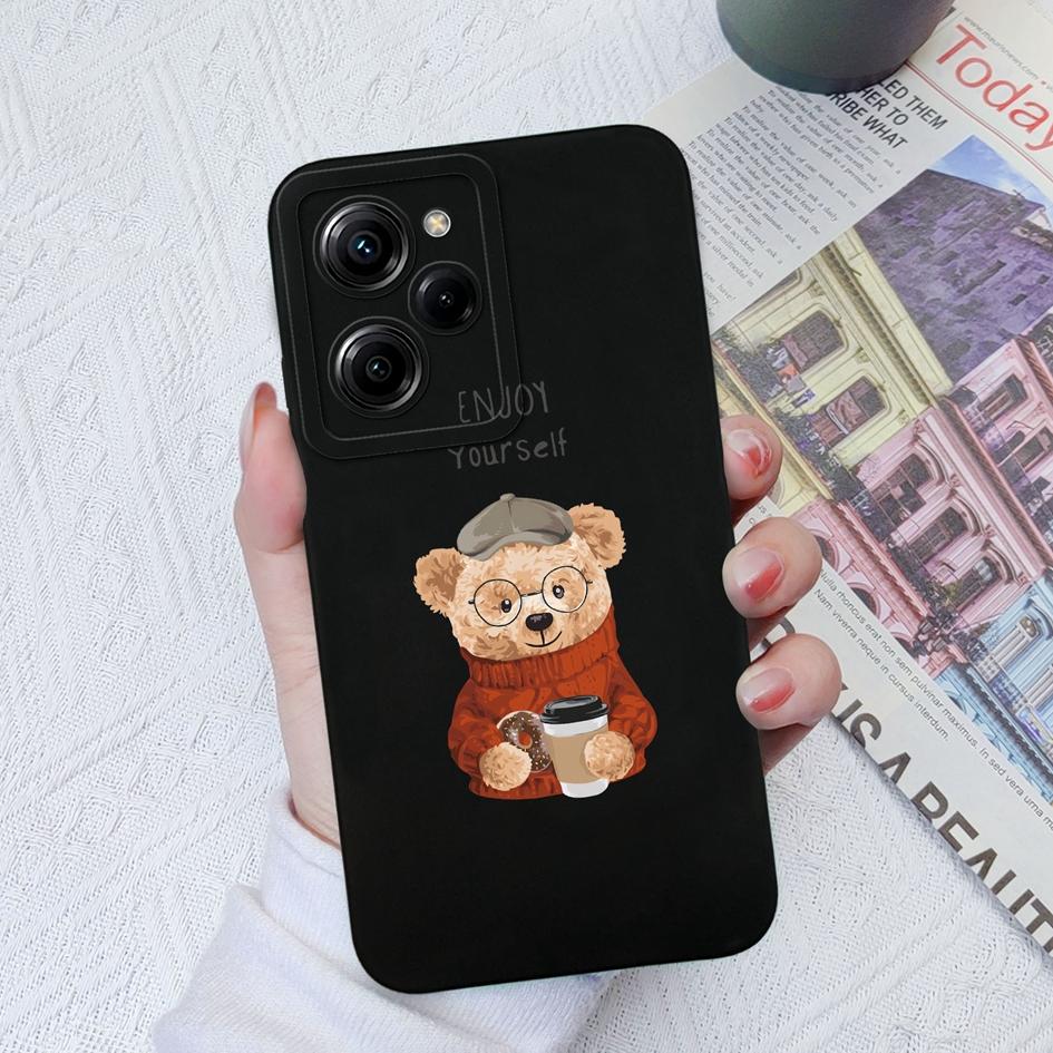 Чехол для телефона Xiaomi Poco M4 Pro X3 X4 X5 Pro C40 C50 C55 M3 с милым медведем, мягкий жидкий силикон, противоударный матовый чехол для бампера Xiaomi Poco