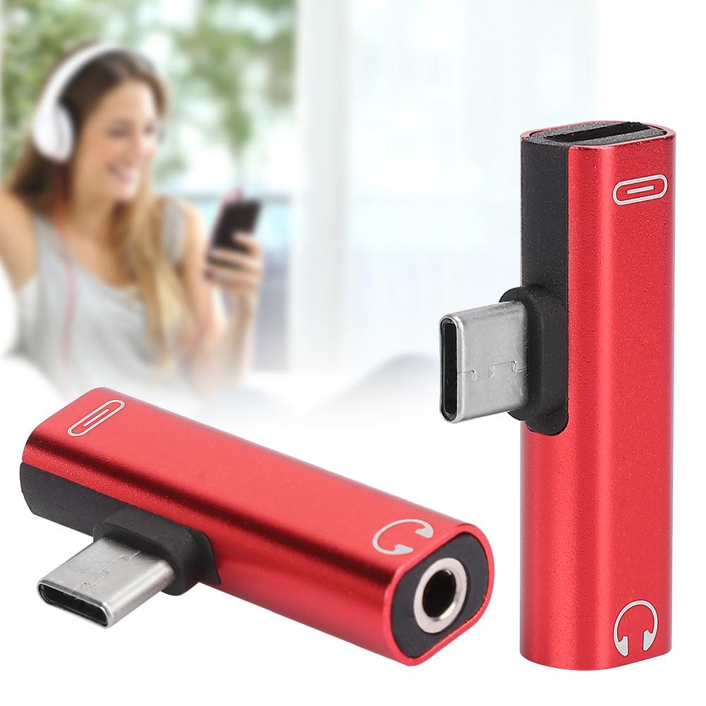 2 шт. 2 в 1 TypeC на 3,5 мм Assist o Кабель Провод Зарядное устройство Гарнитура Распределитель Адаптер(румяна )