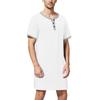 Men's Solid Color Cotton Short-sleeved Pajamas Button-down Collar Long Loose Pajamas Home Clothes