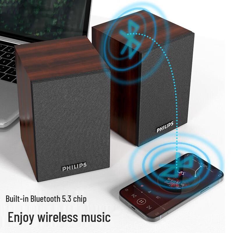 Philips SPA20 Wooden Desktop Bluetooth Computer Speaker