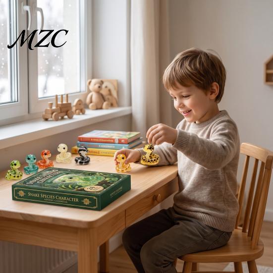 Blind Box Toys for Kids Christmas Cartoon Snake Advent Calendar, 24 Days Acrylic 2D Flat Surprise Figures, Collectibles Countdown Calendar Home