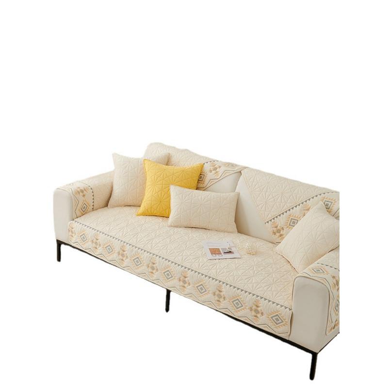 Sofa Cushion Fabric Ethnic Style Four Seasons Non-Slip Cotton Simple Modern Universal Backrest Towel Cover Thickened