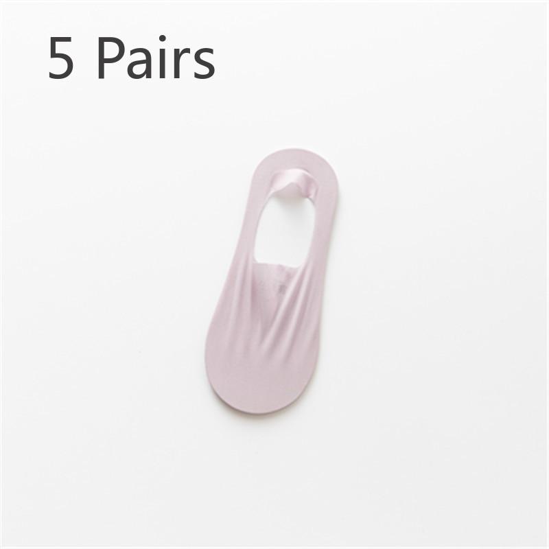 5 пар женских летних однотонных невидимых тонких шелковых носков-лодочек с неглубоким вырезом