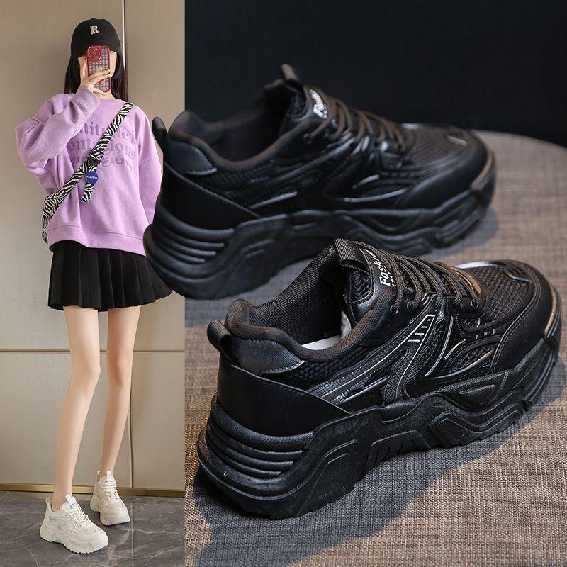 Папины кроссовки Женские Весенне-осенние Новая студенческая версия Кроссовки на платформе Одинарная обувь Дышащие Универсальные Увеличивающие рост Повседневные кроссовки Женские