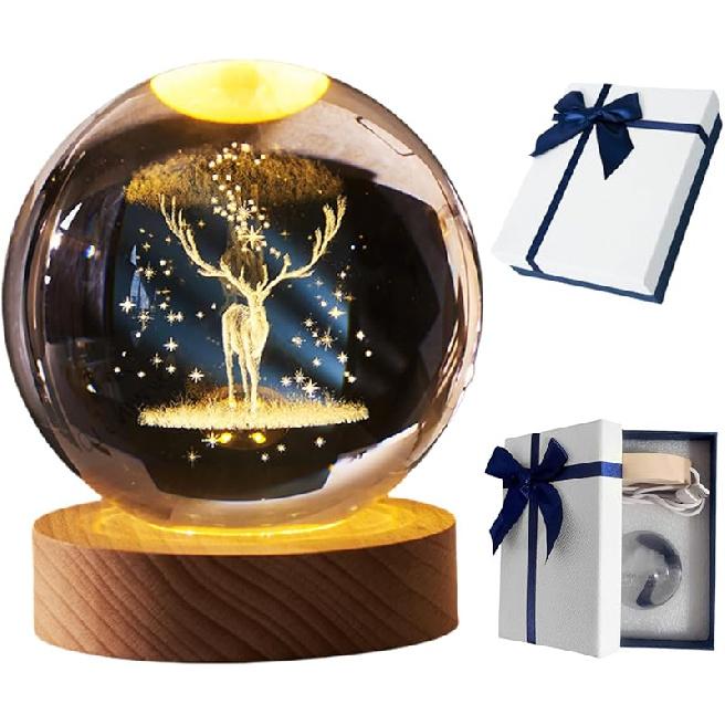Happyhaves Calming Stellar Spheres - The Galaxy, Saturn and The Moon 3D Sphere Light and Lamp