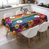Мексиканская Цветочная Скатерть Прямоугольная Скатерть с Узором в Стиле Народного Искусства с Зубчатым Краем Цветная Цветочная Покрышка для Обеденного Стола Декор для Вечеринки