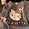 Новые милые женские пижамы Hello Kitty из полуфлиса, осенне-зимние, утолщенные, коралловый флис, одежда для дома, в наличии