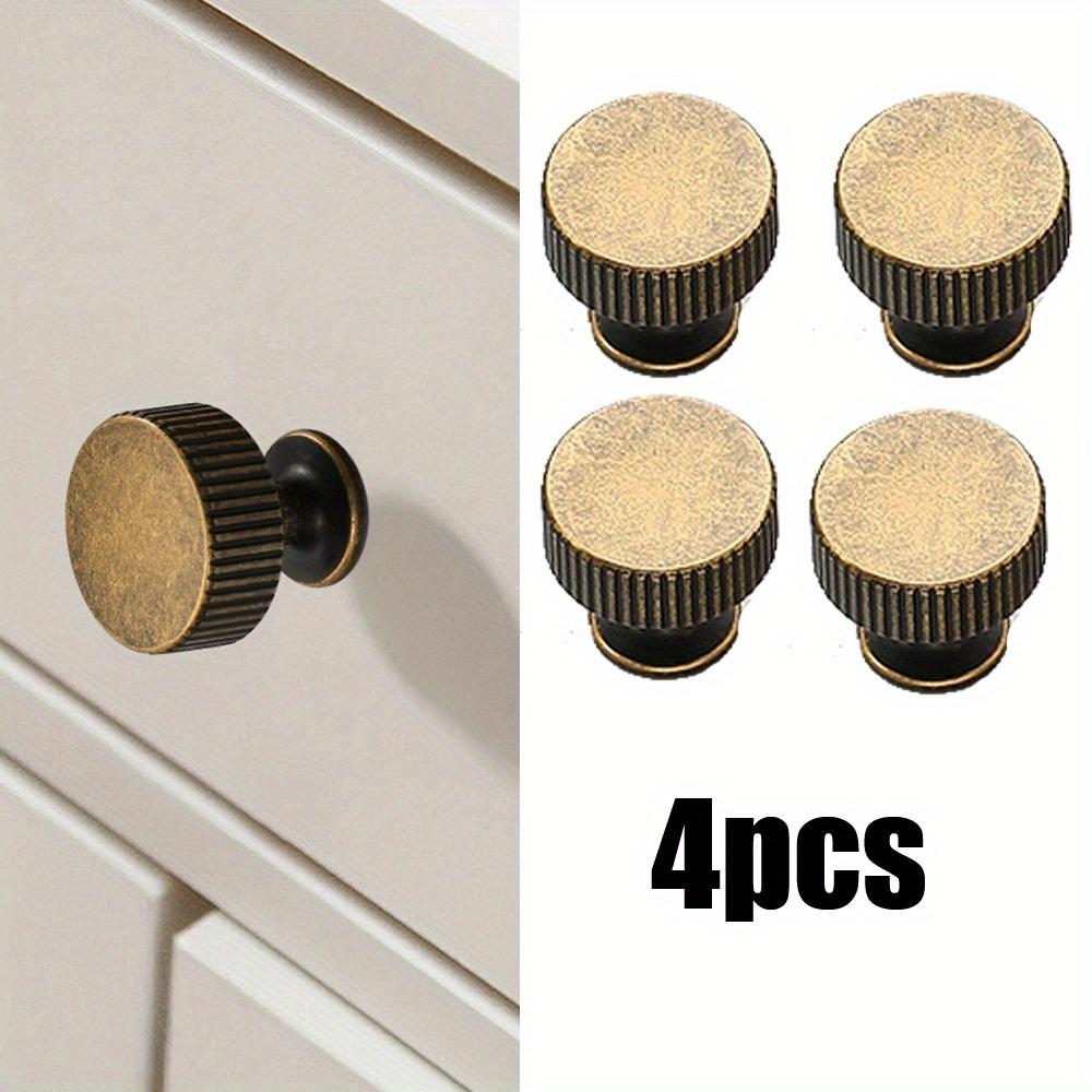 4pcs Antique Bronze Cabinet Drawer Knobs - Vintage Retro Brass Bar Knob Single Hole Pull Kitchen Hardware for Dresser Cupboard Wardrobe, 2182M-GT