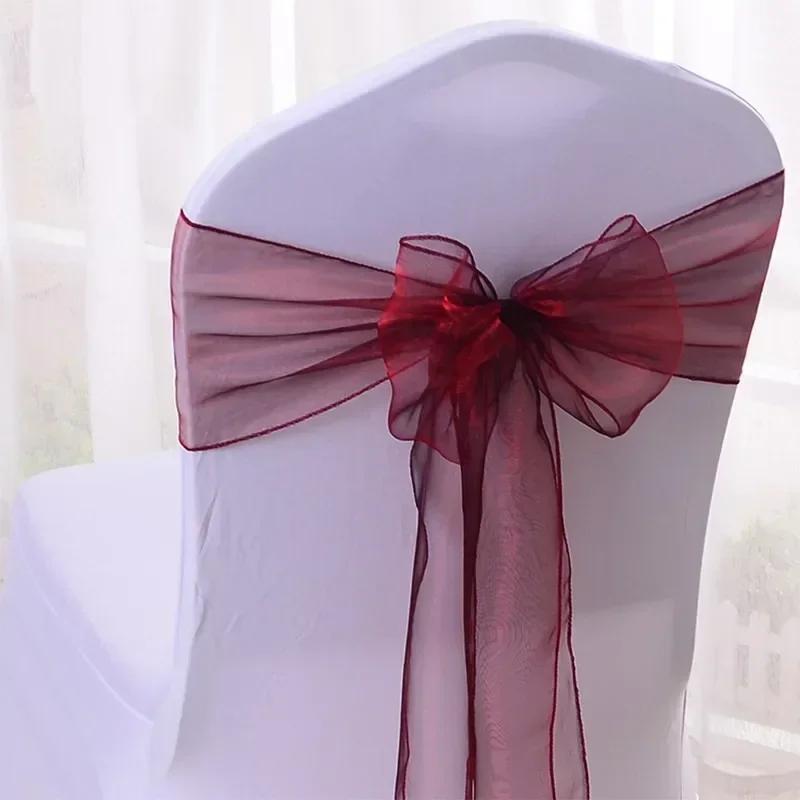 25Pcs Chairs Sashes for Wedding Chair Covers Chair Bow Sashes Chairs Ribbons for Party Ceremony Wedding Chair Decoration