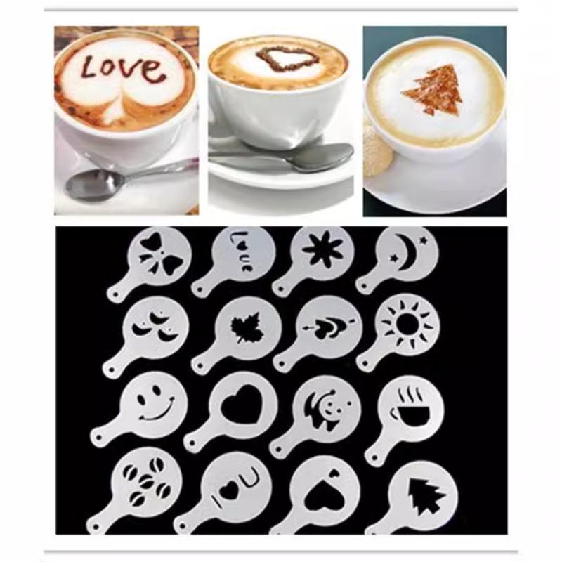 Professional Coffee Printing Templates Plastic Latte Art Stencil Milk Foam Stencil Mat Bubble Tea Baking Tools