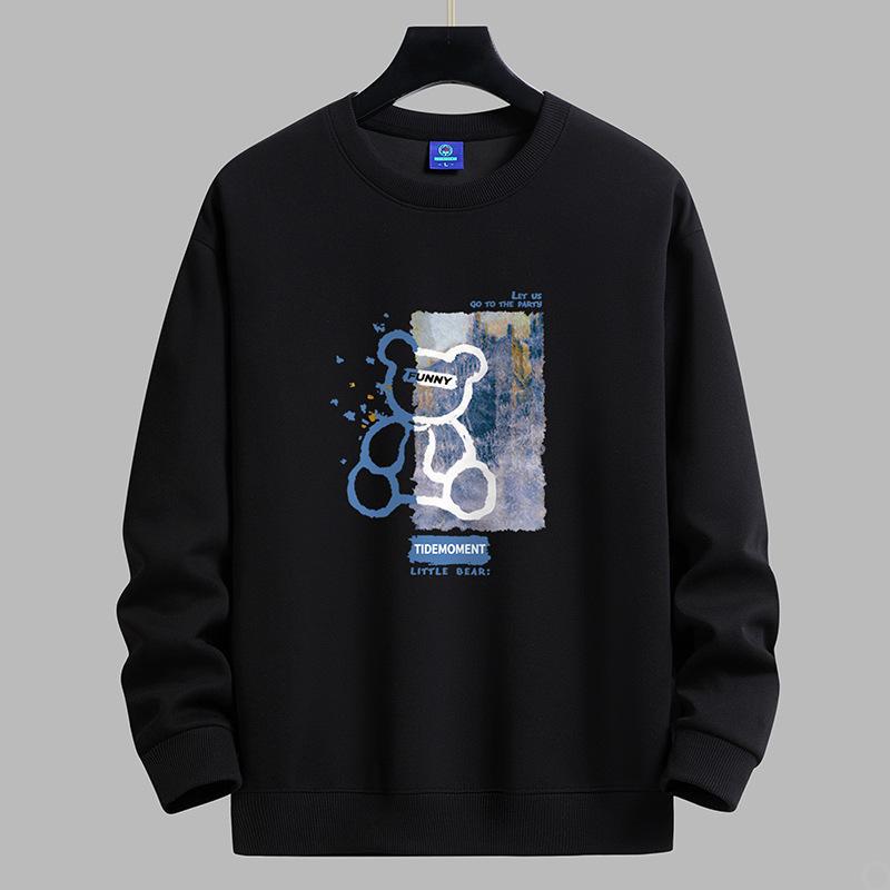 QICED Осенняя одеждаОсенний O-образный вырезПовседневные мужские топы с принтомНижняя рубашка с длинным рукавом