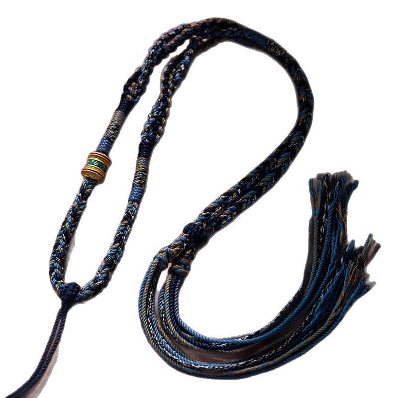 Тибетское ожерелье-компас «Восемь сокровищ» с плетеным шнурком и подвеской-танкой с мантрой