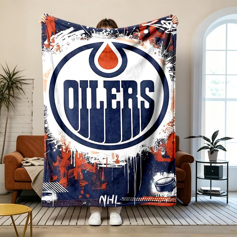 Edmonton Oilers Soft and comfortable flannel Suitable for sofas living rooms outdoor camping travel and also makes a great anniversary gif
