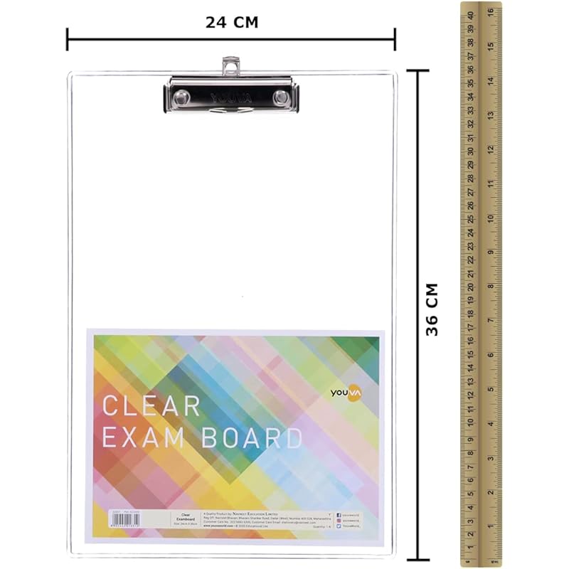 Navneet Youva | Clear Exam Board For Students | Transparent Exam Board | Foolscap Size - 24 Cm X 36 Cm | Pack Of 1