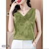 Женский топ-майка без рукавов с жаккардовым узором в китайском стиле, ацетатный сатин, V-образный вырез, перекрестный дизайн, свободный крой, универсальный для многослойности или самостоятельного ношения