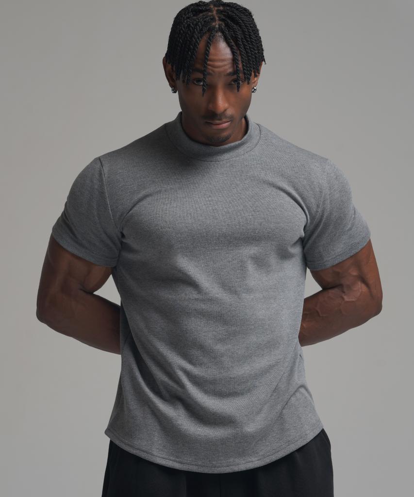 PHERMENON [2Pack] Muscle Fit Mock Neck Short Sleeve T-Shirt (3 Colors)
