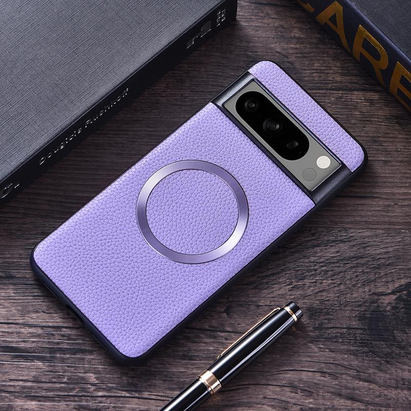 Чехол для телефона Lychee Leather Magnetic для Google Pixel 9 Pro XL для Magsafe Magsafeing Cover для Pixel 9 Pro XL 8a 7 6 Pro Holster Защитная задняя крышка