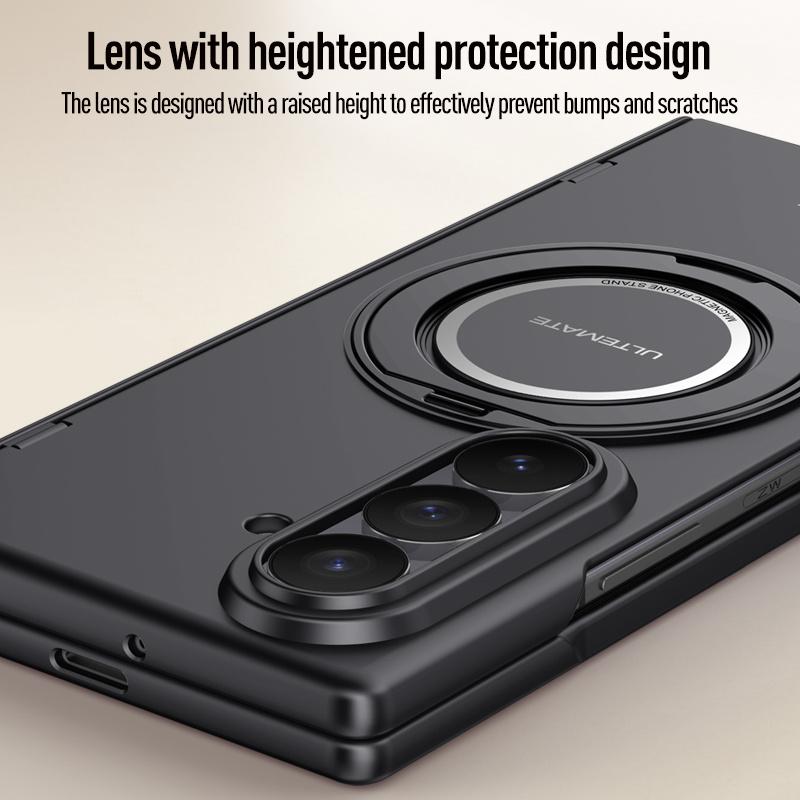 For Magsafe Magnetic Metal 360Rotate Holder Tempered Glass Film Protect Case for Samsung Galaxy Z Fold 8Ultra Spring Hinge Cover
