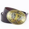 Gold Men's Belt Whole Two-layer Cowhide Fashionable Retro F Letter Belt Plate Buckle