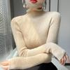 Women's Chunky Knit Turtleneck Sweater - Slim Fit, High Neck, Wool Base Layer for Autumn/Winter.
