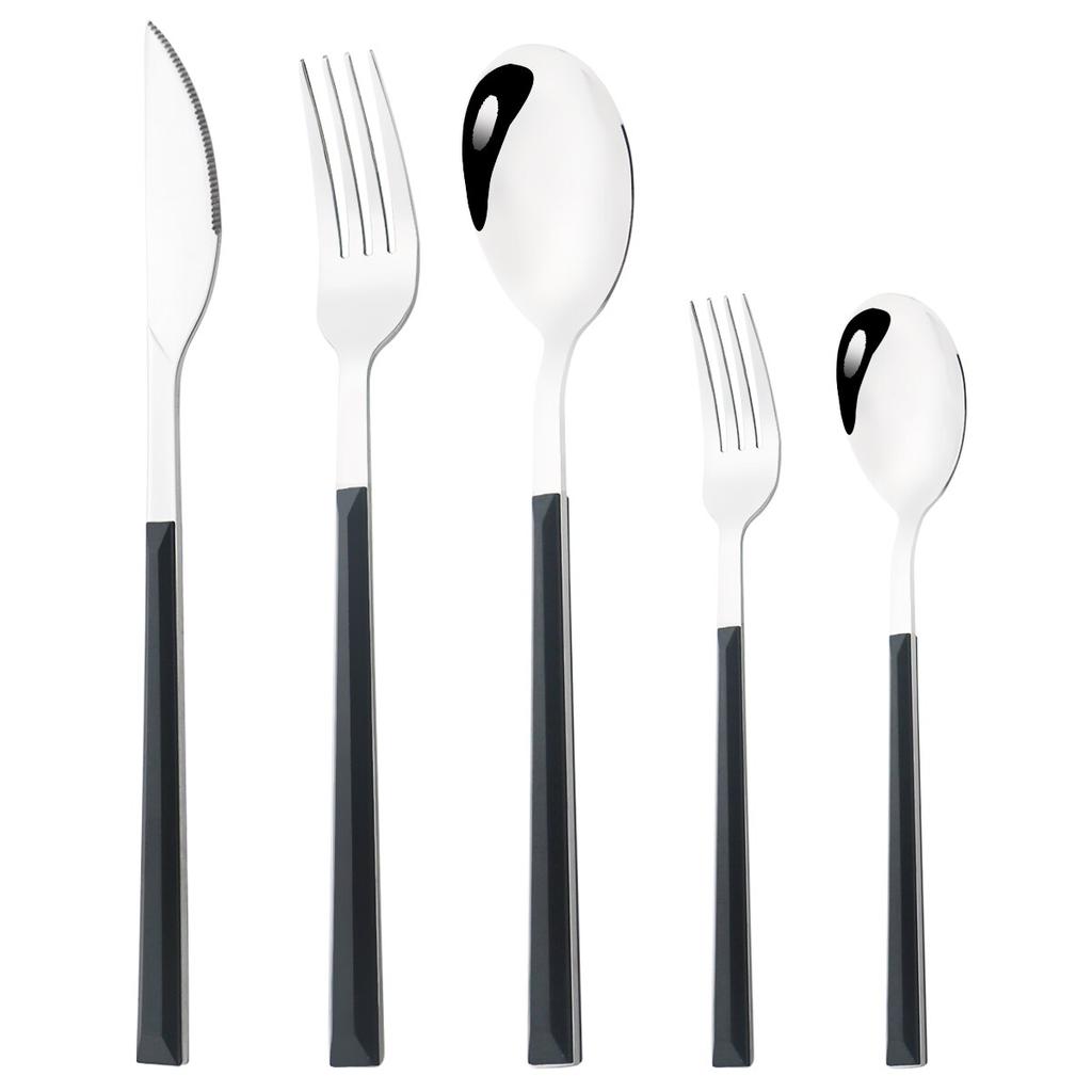 5 шт., набор столовой посуды с деревянной ручкой, посуда из нержавеющей стали, нож для стейка, вилка, десертная ложка, столовые приборы, кухонные столовые приборы в западном стиле