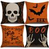 Linen Black Halloween Pillowcase Funny Skeleton Ghost Festival Party Cushion Sofa Pillow