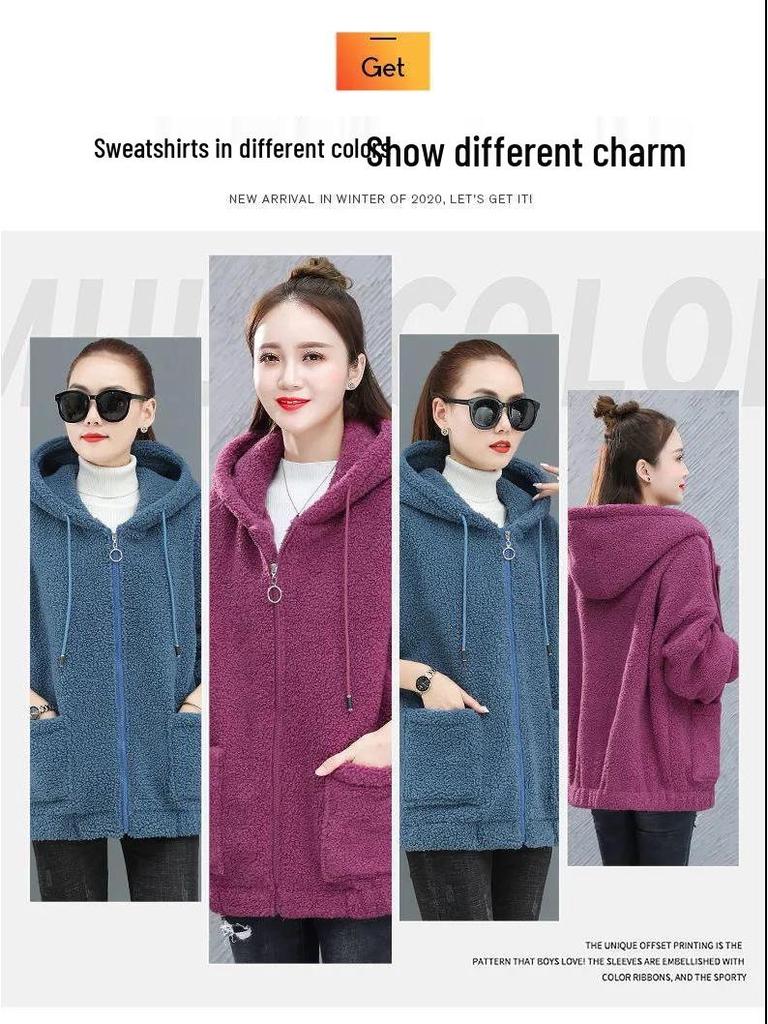 Women's Six-Color Teddy Fleece Hoodie: Korean Style, Plus-Size, Thick Autumn/Winter Cardigan