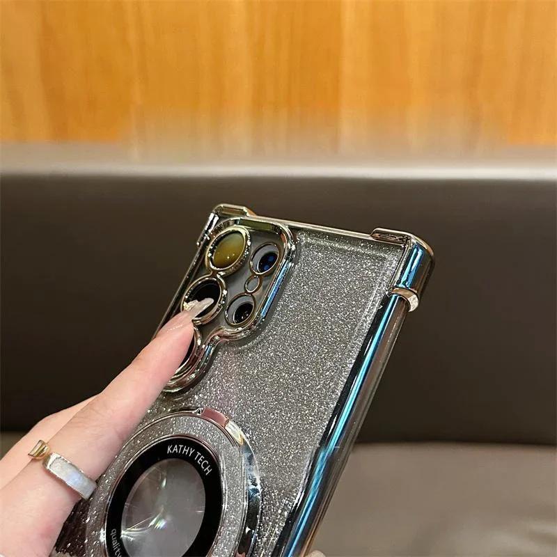 Роскошный чехол Magsafe Holde Glitter для Samsung Galaxy A24 A55 5G A53 A54 S25 24 Ultra S23 FE S22 Plus S21 S20, противоударный прозрачный чехол
