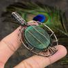 Malachite Gemstone Copper Wire Wrap Jewelry Pendant 2.99"