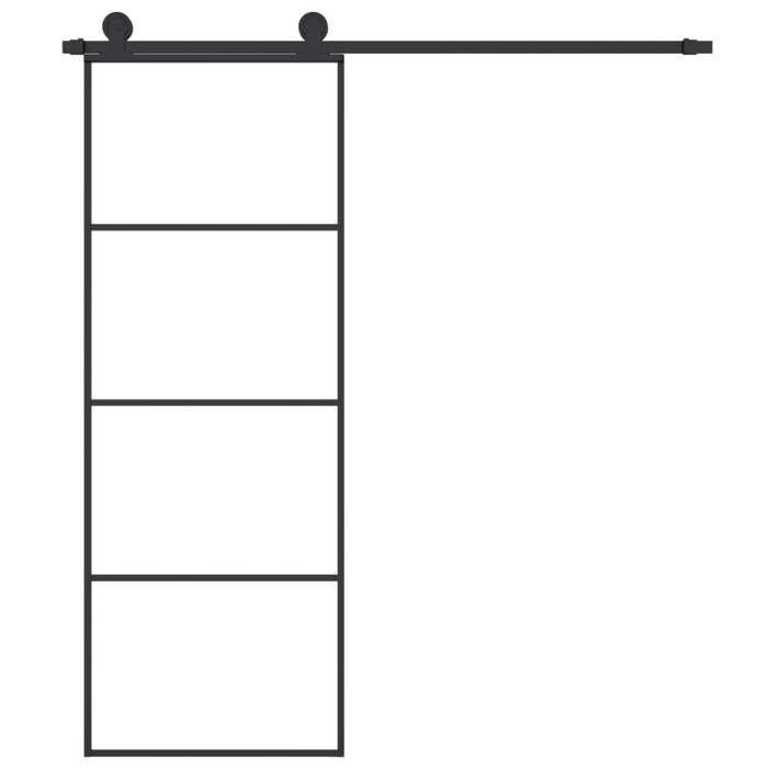 VidaXL Porte Coulissante avec Kit de Guincaillerie Porte Givrée Rail Coulissant Butées de Porte Bloc Anti-saut 76x205 cm 3152145