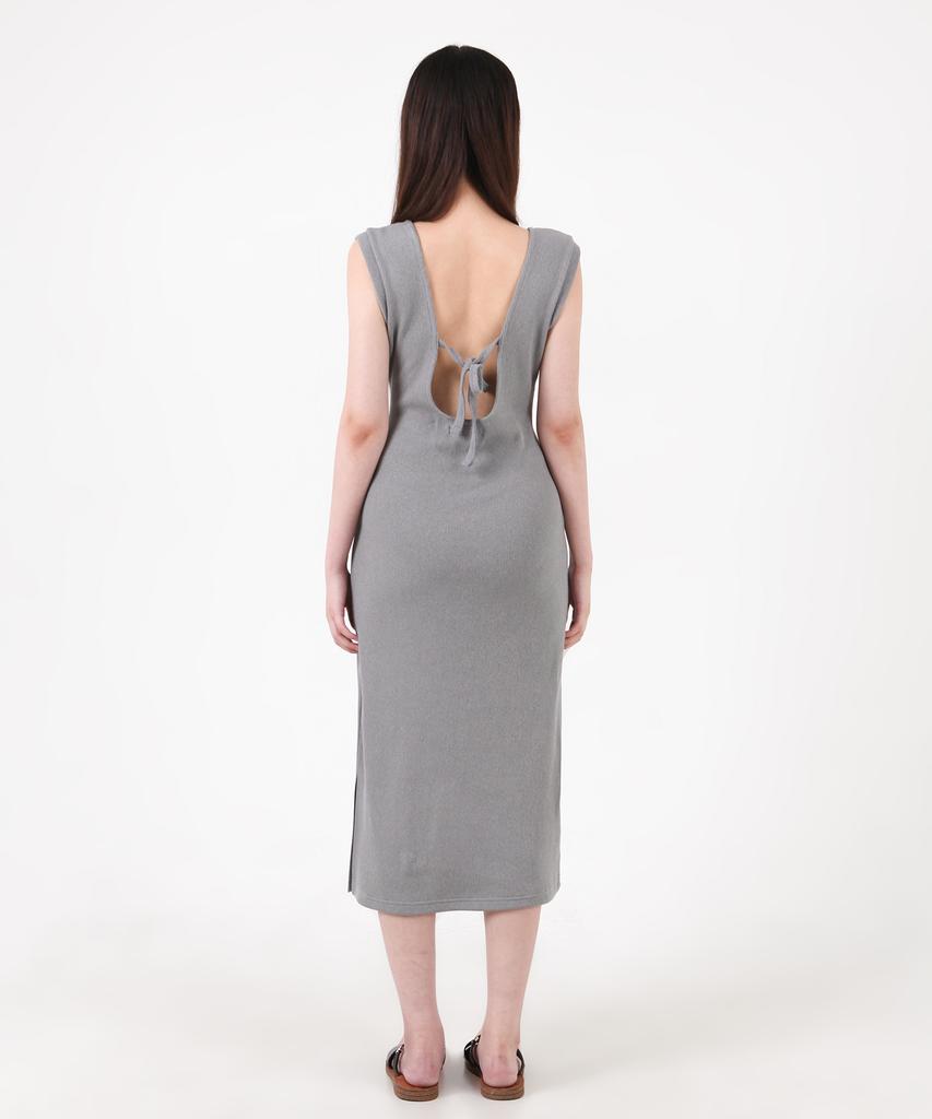 Catharsis Knitting Tank Tab Backless Long Dress Grey One Size