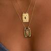 Accessories Square Brand Bohemian Literary Retro Style Tarot Necklace Women'S Rope Long Necklace
