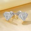 Rrjzz Sparkling Diamond Shaped 14k Gold Plated Unique Earrings Fashion CZ Simulated Diamond Ear Stud for Women Men Jewellery