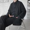 Мужская льняная рубашка с длинным рукавом в китайском стиле с пуговицами, пиджак в стиле ханьфу-тан, большой размер