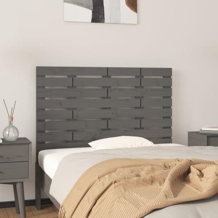 824725 vidaXL Wall-mounted Headboard Grey 96x3x63 Cm Solid Pine Wood