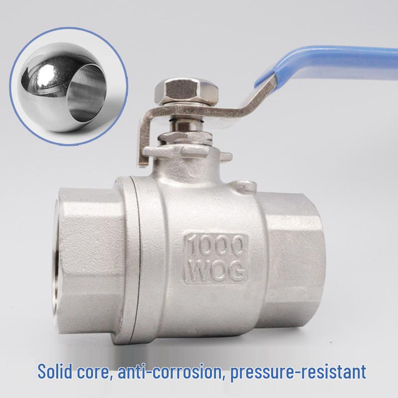 1" 304 Stainless Steel Full Bore Internal Thread Ball Valve, 2-Piece Straight Through DN15 Water Switch Valve