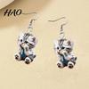 Cat Earrings 1 Pair Women Hook 2D Realistic Shape Animal Theme Individual Ear Jewelry Dangle Anniversary Christmas Gift Hanging Lady Acrylic