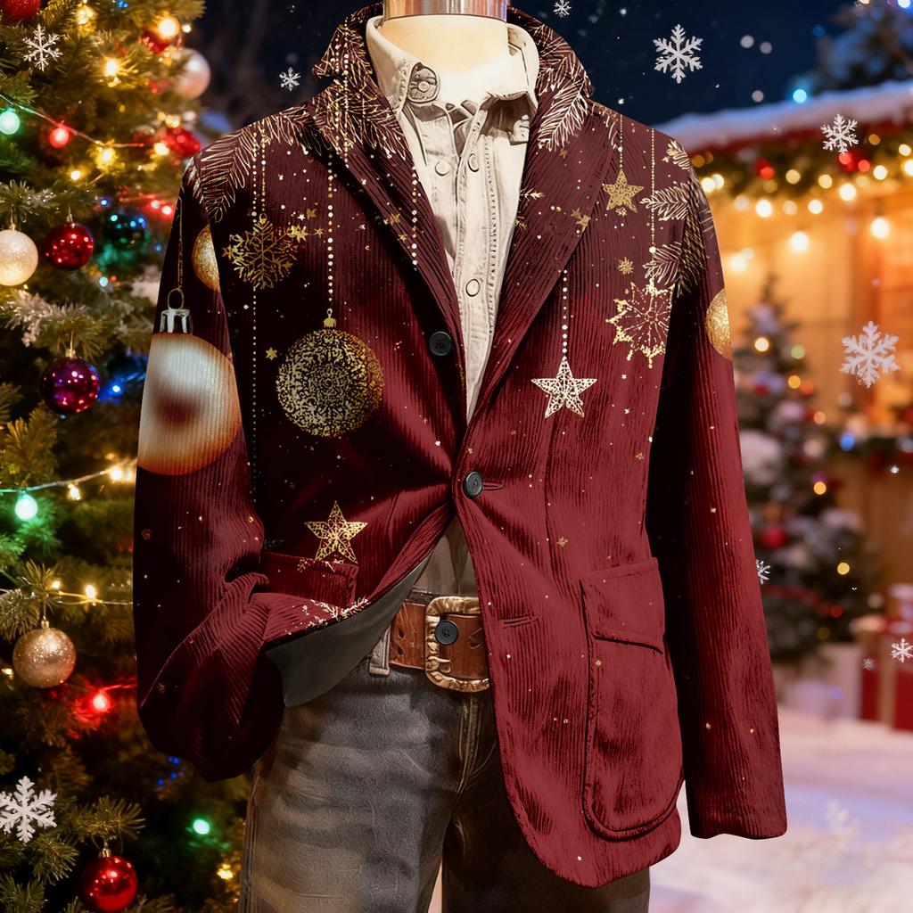 Мужской уродливый рождественский вельветовый теплый карманный пиджак-кардиган, мужской повседневный костюм