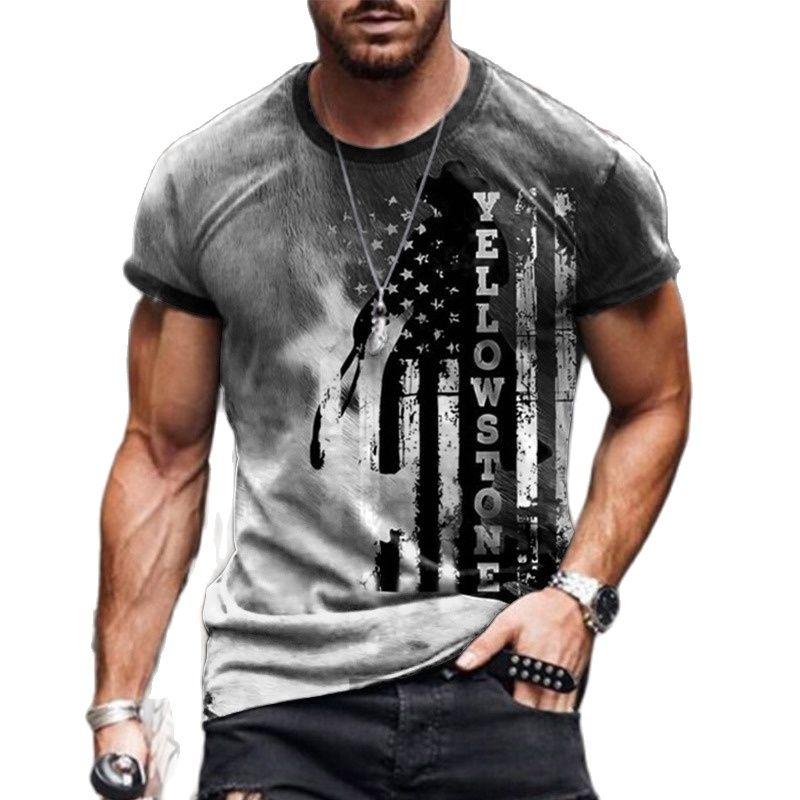 Винтажные футболки с рисунком Йеллоустона для мужчин, летние свободные уличные топы в стиле хип-хоп с круглым вырезом с короткими рукавами, футболка большого размера, одежда