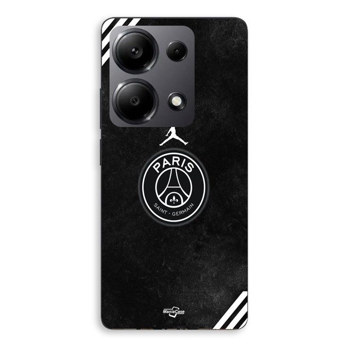 Coque de téléphone - MANIACASE - Xiaomi Redmi Note 13 Pro 4G - Silicone - Noir - PSG jordan logo