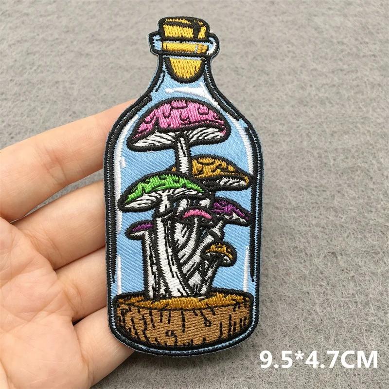Love Nature Нашивки Вышитые Нашивки 'Волшебный Гриб' Для Одежды DIY Наклейки Пришивные Аппликации Цветы Полоски