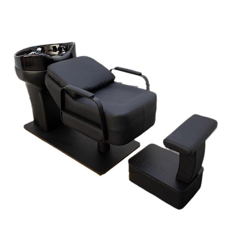High-End Semi-Reclining Shampoo Bed with Ceramic Basin for Salons
