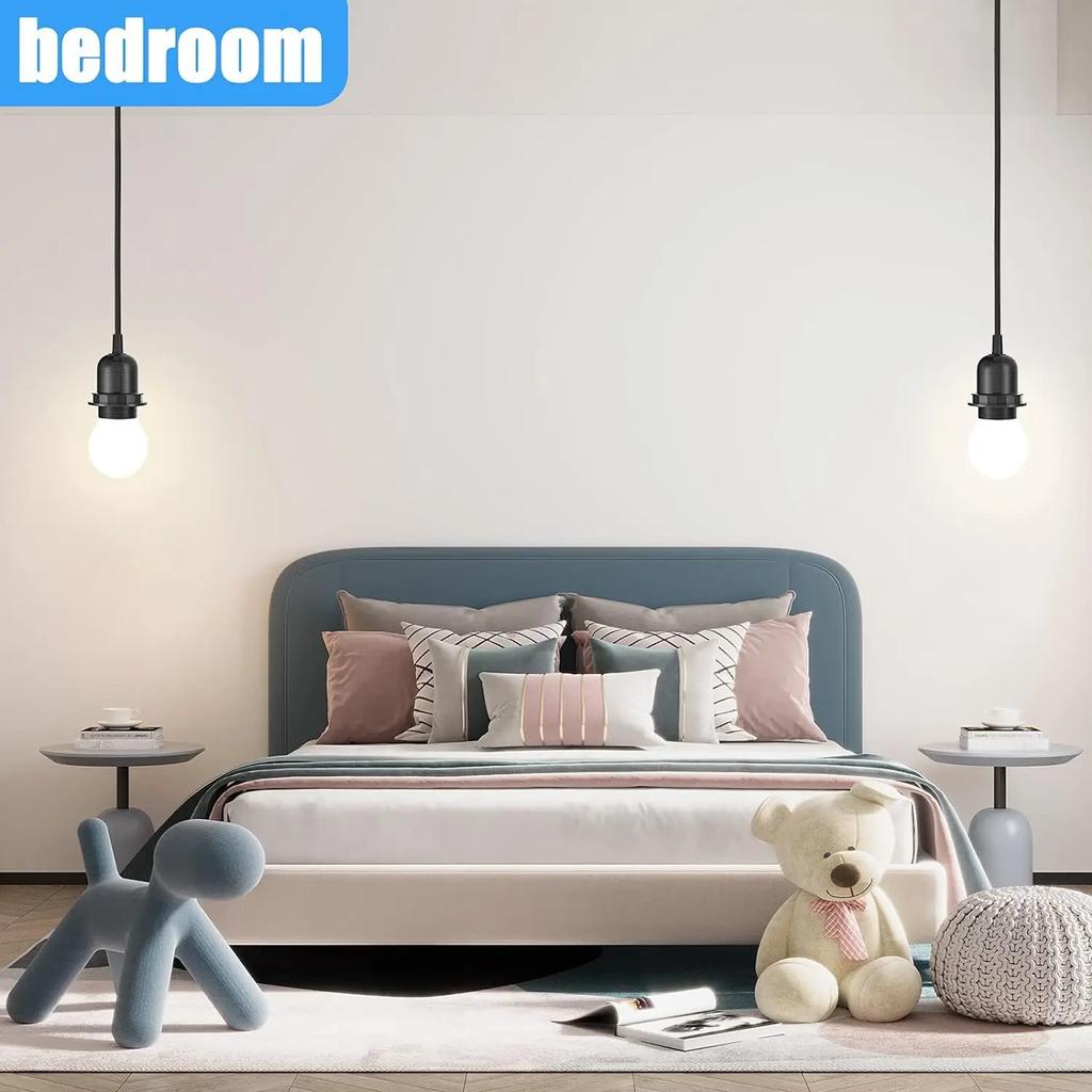 1.8/3.5m Power Cord Cables E26 E27 Half Teeth Lamp Base Holder With Switch Wire EU Plug For Pendant Led Bulbs Home Hang Lamp