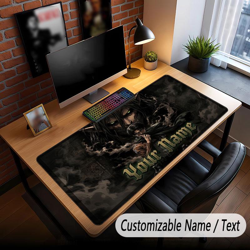 Custom Name Extended Mouse Pad,Attack on Titan Gaming Desk Mat For Home Office Desktop Decor