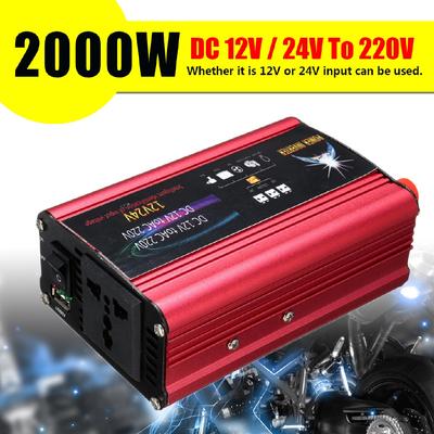 7.48 x 3.74 x 2.12" DC12/24V в AC 220V Синусоидальный инвертор мощности Автомобильное зарядное устройство USB-конвертер 3000 Вт