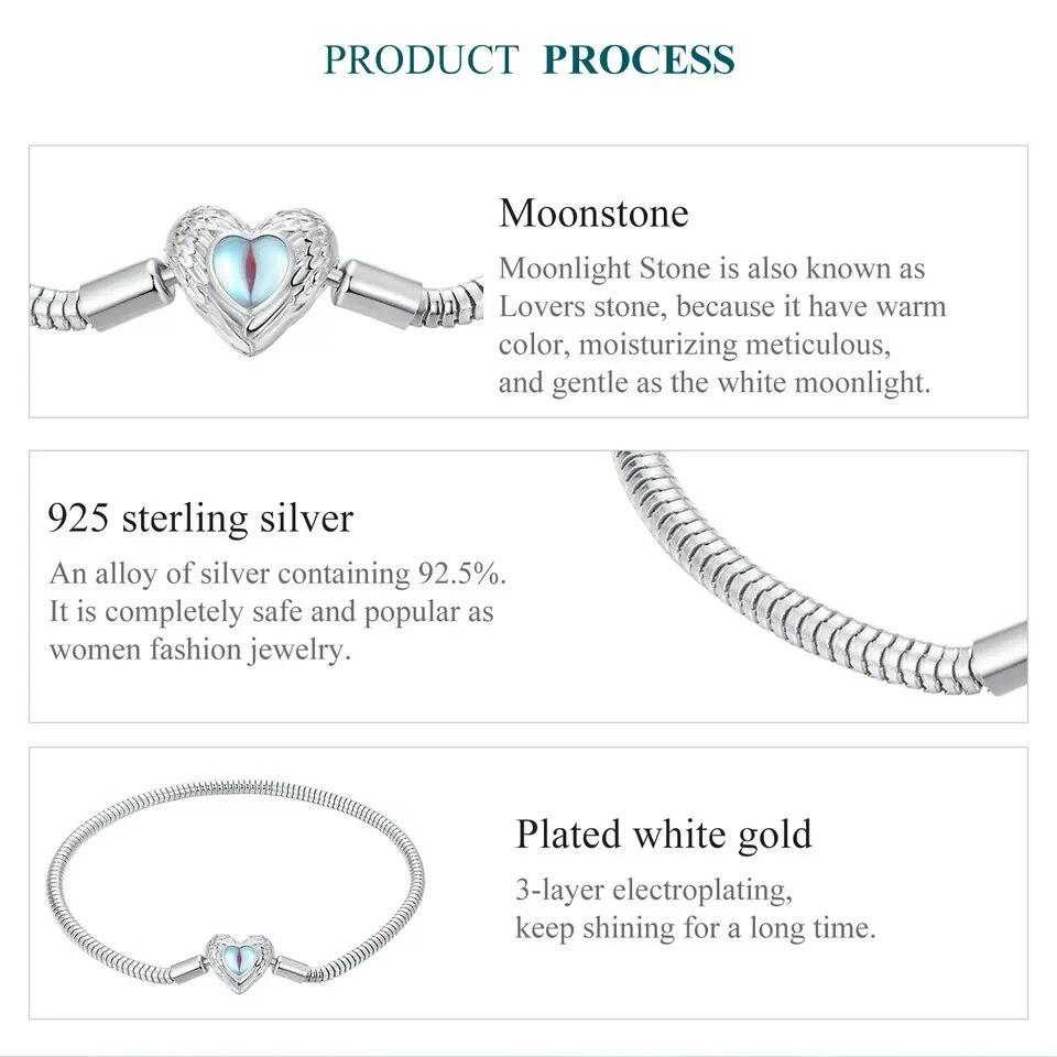 Bamoer Аутентичный браслет из стерлингового серебра 925 пробы с сердцем-защитником в виде змеи, женский браслет с бусинами и подвеской, браслет «сделай сам»