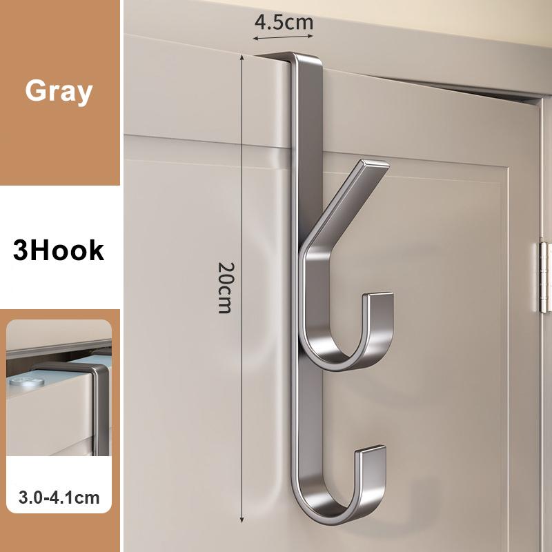Door Hanging Hook Free-Punch Door Back Type Metal Hook Over The Door Hat Coat Hanger Handbag Storage Rack Bathroom Accessories