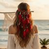 Изящная crocheted лента Бохо с кисточками для волос Племенные перья для наращивания волос Наряд для островного отдыха