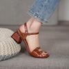 2024 Новые летние женские сандалии из натуральной кожи с пряжкой на ремешке, женские туфли, размер 33-40, однотонные, лаконичные, с обхватом щиколотки, женские туфли для вечеринок